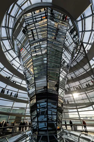 Mirrored cone inside the Reichstag dome, Germany — Nicolas Marincic