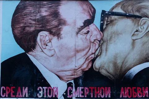 Fraternal kiss mural, East Side Gallery, Berlin, Germany — Nicolas Marincic