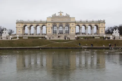 Schönbrunn Gloriette reflected in the pond, Austria — Nicolas Marincic