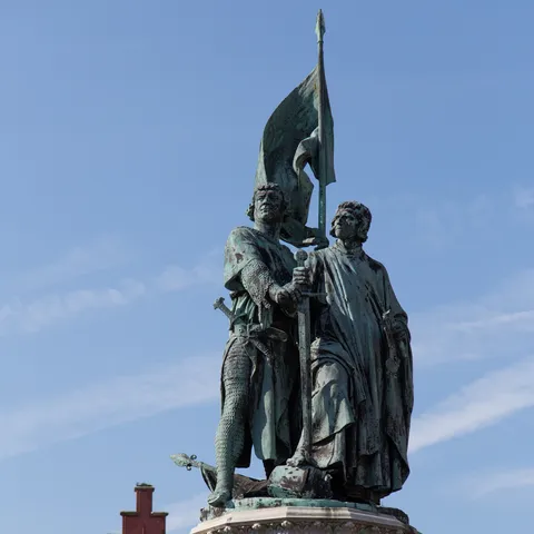 Statue de Jan Breydel et Pieter de Coninck, Markt de Bruges, Belgique — Nicolas Marincic
