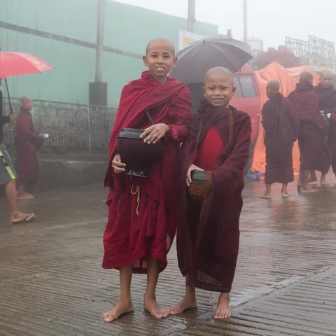 Young monks in the rain, Burma — Nicolas Marincic