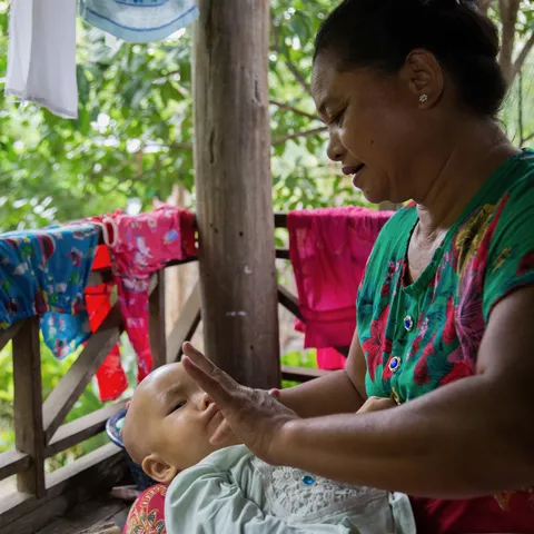 Grandmother and baby on a veranda, Mingun, Burma — Nicolas Marincic