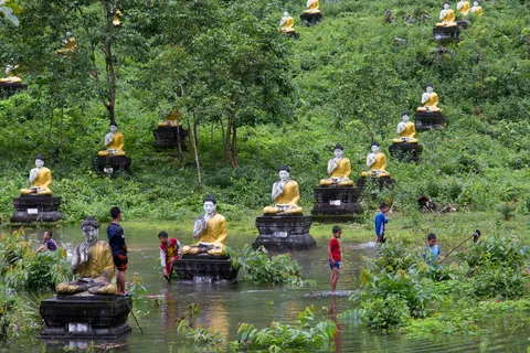 Statues de Bouddha parmi la végétation, Birmanie — Nicolas Marincic
