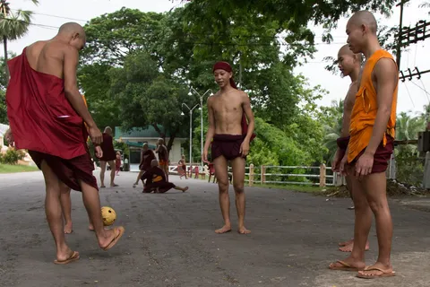 Monks playing chinlone, Burma — Nicolas Marincic