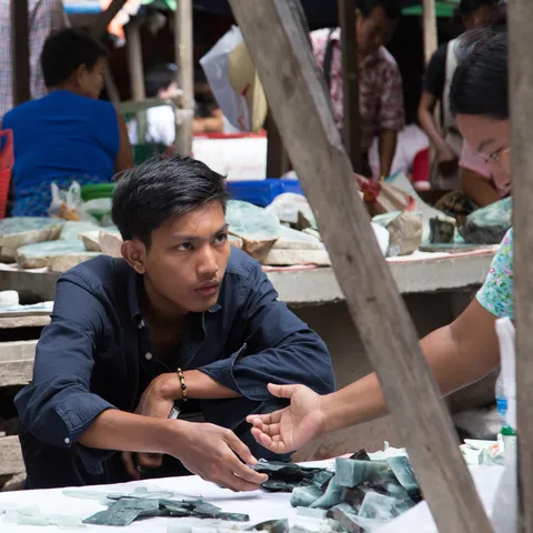 Trader at the Mandalay jade market, Burma — Nicolas Marincic