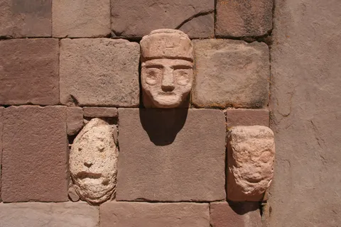 Tenon heads in the Semi-subterranean Temple, Tiwanaku, Bolivia — Nicolas Marincic