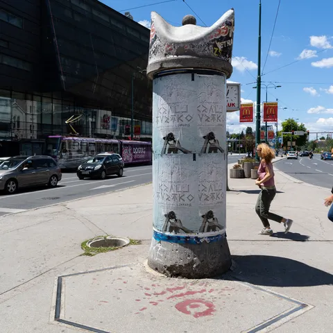 Poster column and a ‘Sarajevo Rose’, Bosnia and Herzegovina — Nicolas Marincic