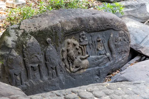 Carvings in the riverbed at Kbal Spean, Cambodia — Nicolas Marincic