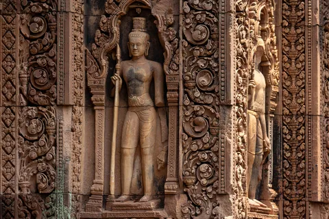Carved dvarapala at Banteay Srei, Cambodia — Nicolas Marincic