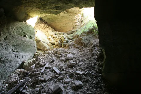 Collapsed gallery open to daylight, Montesson quarries, France — Nicolas Marincic