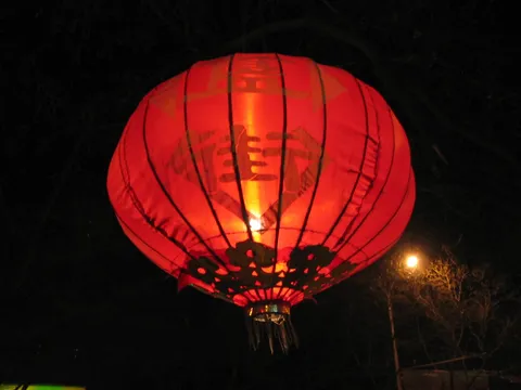 Giant red lantern on New Year’s night, Beijing, China — Nicolas Marincic