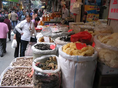 Sacks of dried goods at Qingping market, Guangzhou, China — Nicolas Marincic