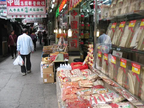 Street of dried-goods shops, China — Nicolas Marincic