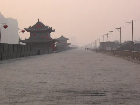 Xi’an city wall and towers receding into the haze, China — Nicolas Marincic