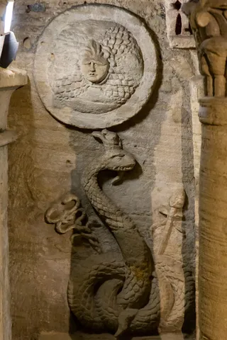 Medusa relief, Kom el-Shoqafa catacombs, Alexandria, Egypt — Nicolas Marincic