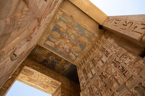 Painted ceiling and architrave, Medinet Habu, Egypt — Nicolas Marincic