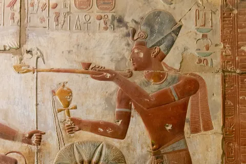 Painted relief, temple of Seti I, Abydos, Egypt — Nicolas Marincic