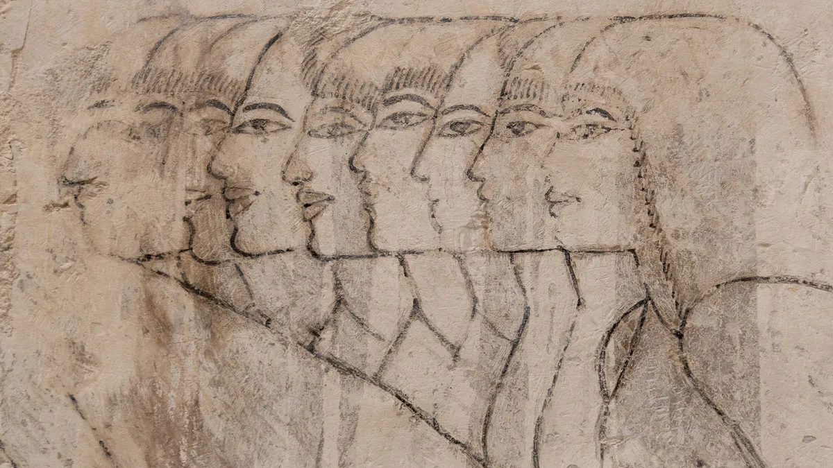 Figures esquissées, tombe de Ramosé (TT55), Égypte — Nicolas Marincic
