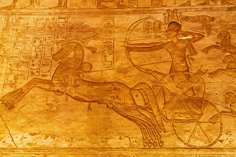 Chariot in the Battle of Kadesh relief, Abu Simbel, Egypt — Nicolas Marincic