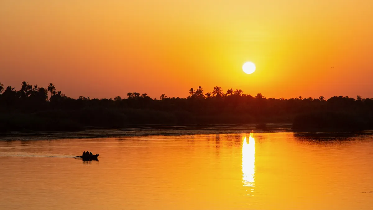 Boat on the Nile at sunset, Egypt — Nicolas Marincic
