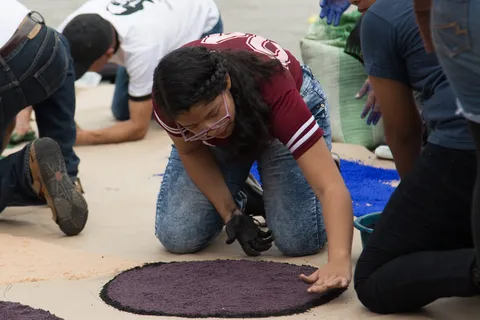 Making sawdust carpets on Good Friday, El Salvador — Nicolas Marincic