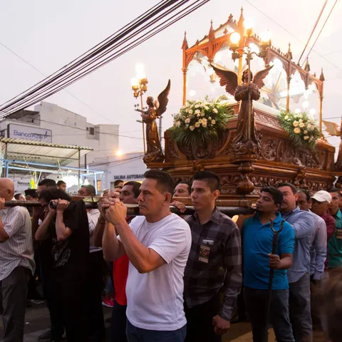 Holy Burial float carried at dusk, El Salvador — Nicolas Marincic