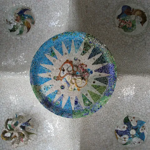 Mosaic medallion in the Hypostyle Room, Park Güell, Spain — Nicolas Marincic
