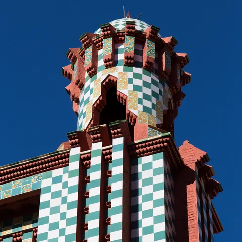Casa Vicens tower against a deep blue sky, Barcelona, Spain — Nicolas Marincic