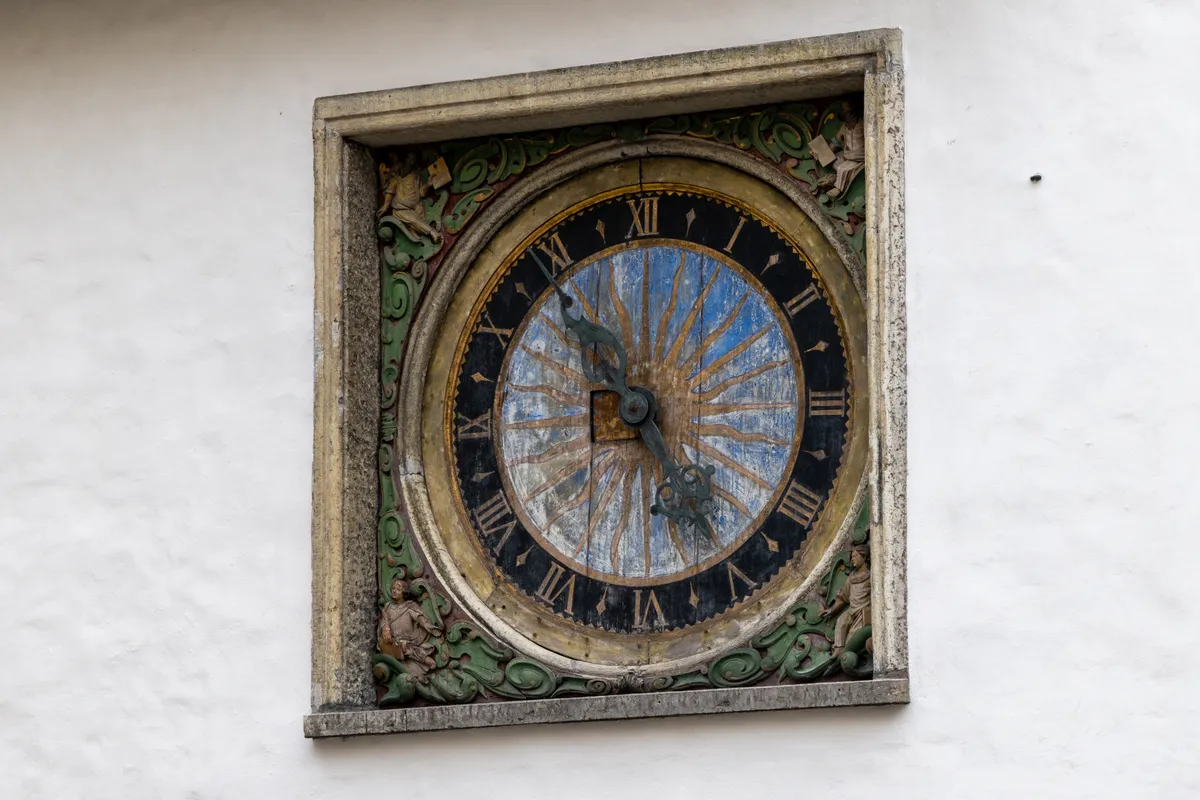 Ornate clock of the Holy Spirit Church, Tallinn, Estonia — Nicolas Marincic