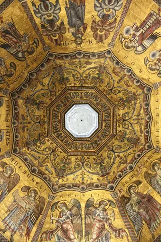 Golden mosaic ceiling of the Baptistery, Italy — Nicolas Marincic