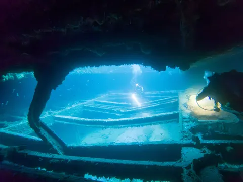 Diver inside a wreck, France — Nicolas Marincic
