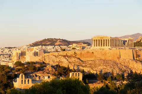The Acropolis in golden sunset light from Philopappos, Greece — Nicolas Marincic