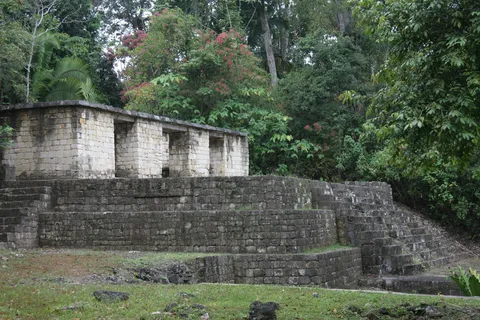 Palace on its platform, Aguateca, Guatemala — Nicolas Marincic