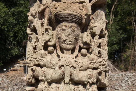 High-relief portrait on a stela, Copán, Honduras — Nicolas Marincic