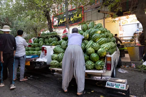 Watermelons sold from a pick-up truck, Iraq (Kurdistan) — Nicolas Marincic