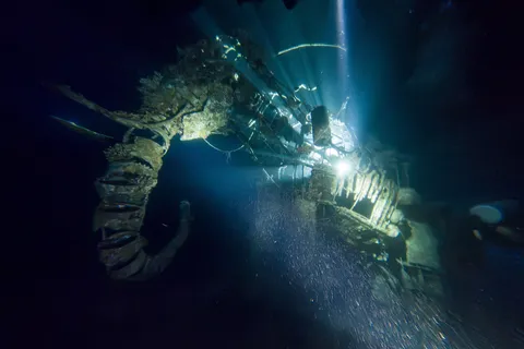 Wreck lit by a diver, Egypt — Nicolas Marincic
