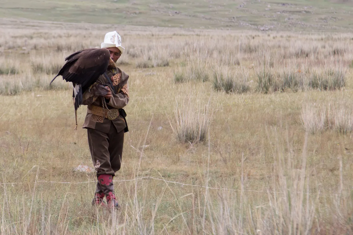 Eagle hunter with his bird, Kyrgyzstan — Nicolas Marincic