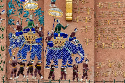Mosaic of elephants and riders, Luang Prabang, Laos — Nicolas Marincic