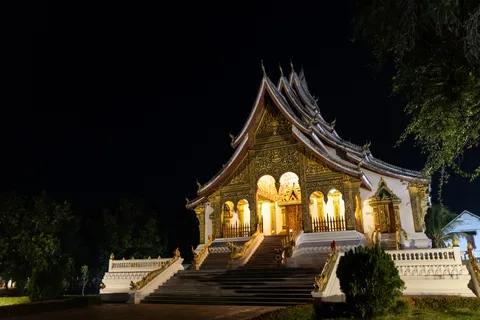 Haw Pha Bang lit at night, Luang Prabang, Laos — Nicolas Marincic
