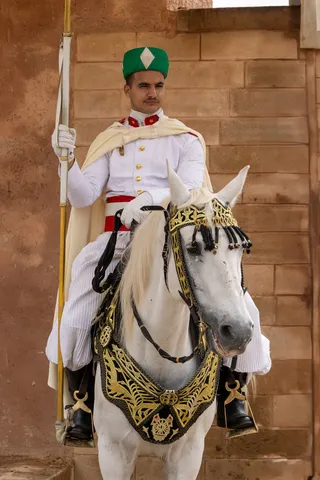 Royal Guard horseman, Hassan Tower esplanade, Rabat, Morocco — Nicolas Marincic