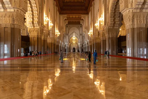Reflections on marble, Hassan II Mosque prayer hall, Morocco — Nicolas Marincic