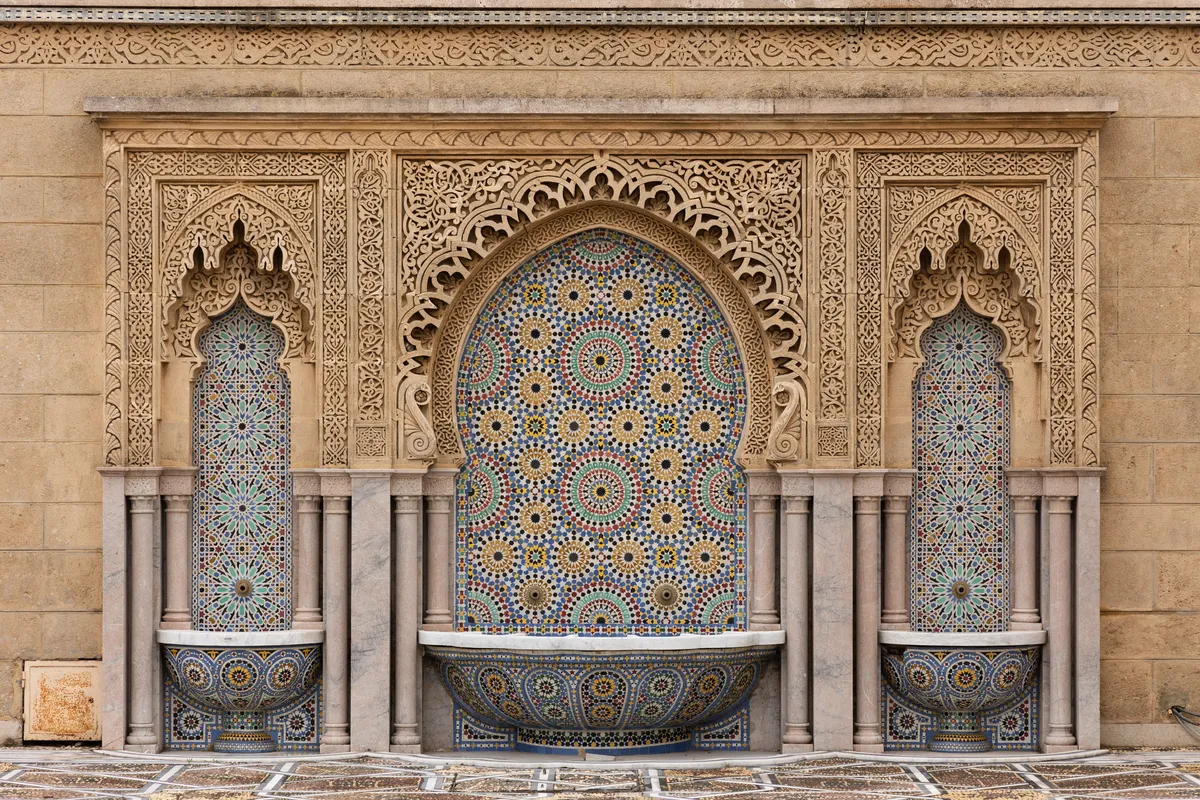 Zellige fountain at the Mausoleum of Mohammed V, Rabat, Morocco — Nicolas Marincic