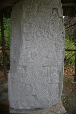 Maya stela covered in glyphs, Guatemala — Nicolas Marincic