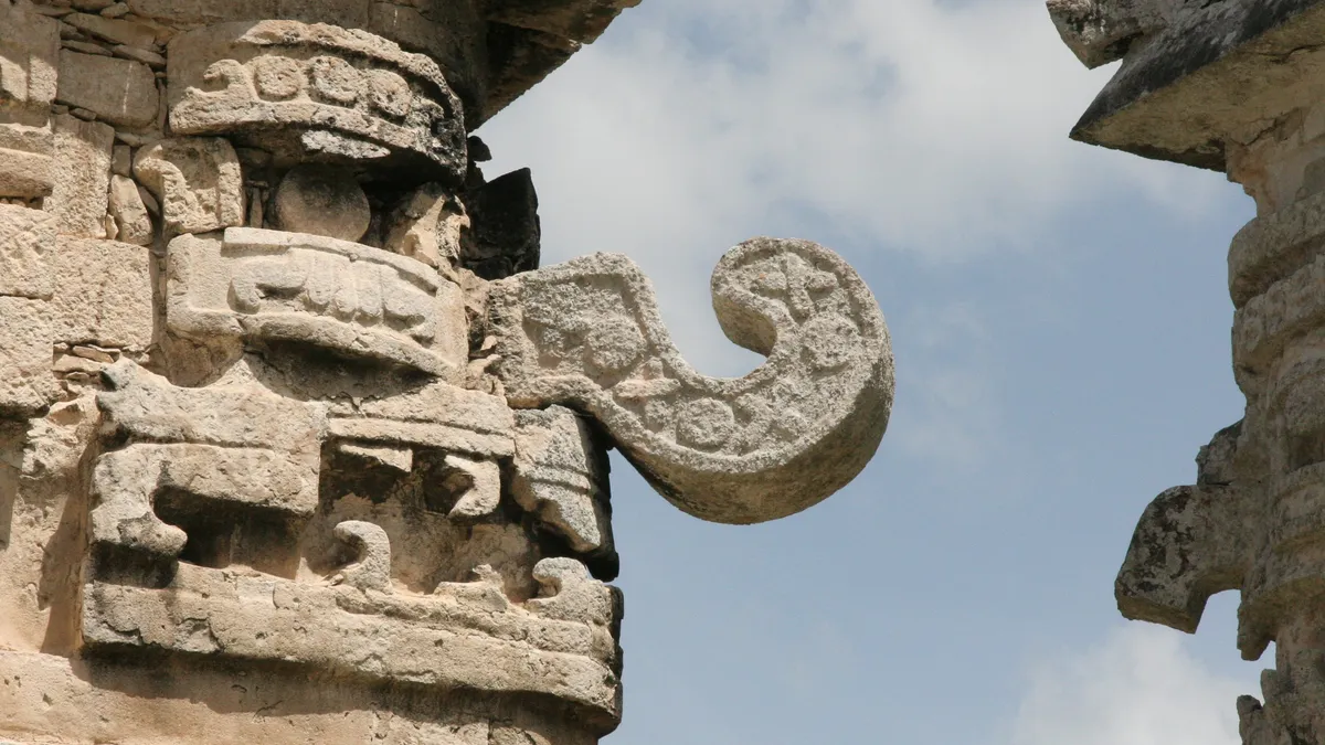 Chaac mask with a curling nose, Mexico — Nicolas Marincic