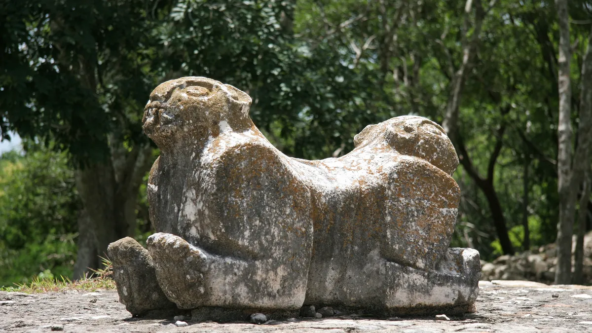 Two-headed jaguar throne at Uxmal, Mexico — Nicolas Marincic