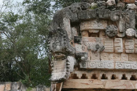 Carved serpent jaws on the Labná palace, Mexico — Nicolas Marincic