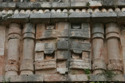 Chaac masks on a façade at Labná, Mexico — Nicolas Marincic