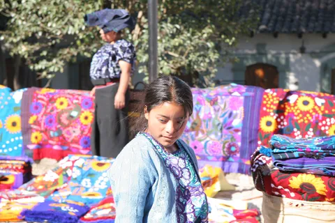 Textile seller at the San Cristóbal market, Mexico — Nicolas Marincic