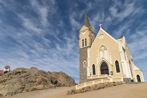 Felsenkirche under a streaked sky, Lüderitz, Namibia — Nicolas Marincic