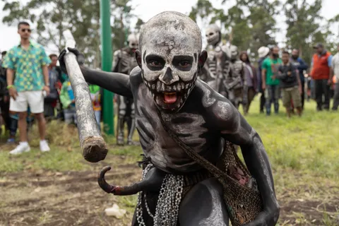 Dancer painted as a skeleton, Papua — Nicolas Marincic